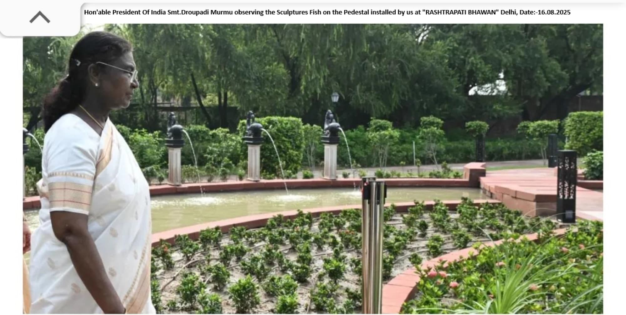 The Hon'ble President of India views the installed work — 16 Aug 2025