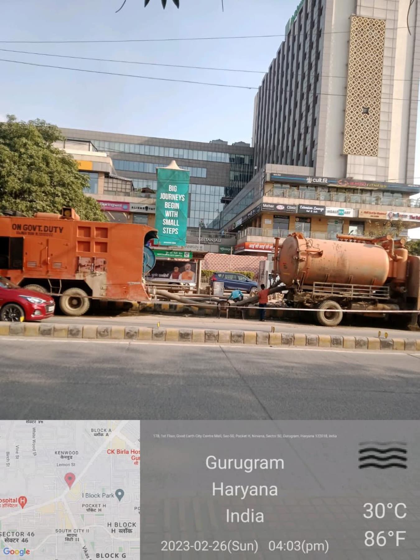 Mechanized sewer-cleaning fleet on government duty, Gurugram