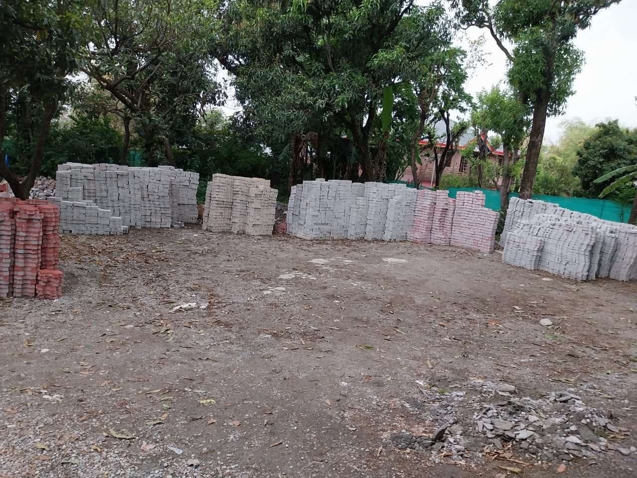 Precast interlocking tiles, cured and stacked — Dharamshala plant