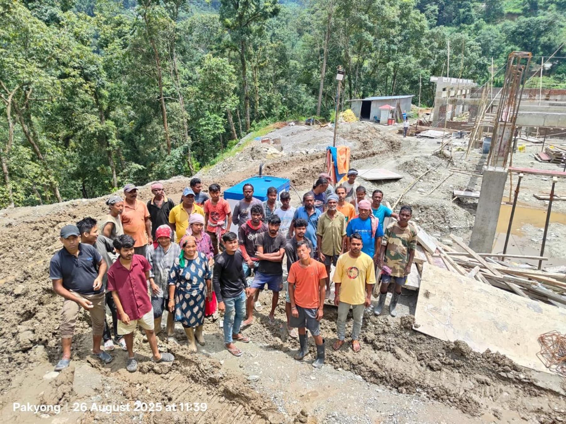 The site crew at Pakyong, Sikkim
