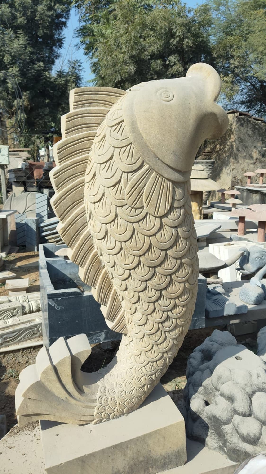 A hand-carved stone sculpture
