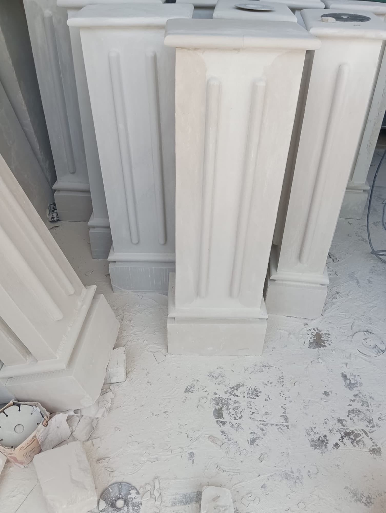 Sandstone pedestals, ready for installation
